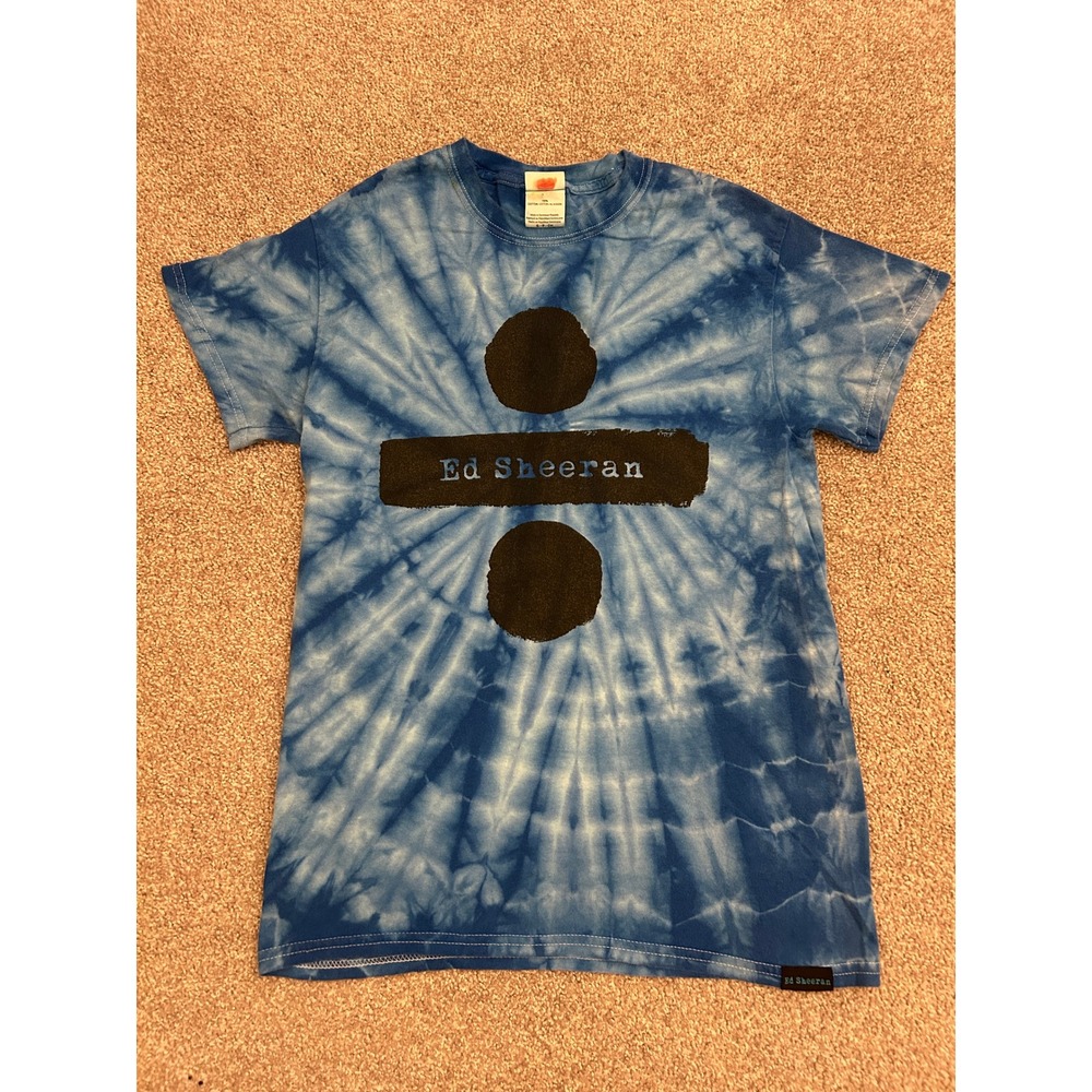 Ed Sheeran Music Fan Divide Tour TShirt Small Blue Tie Dye Excellent Graphic Tee